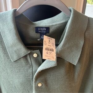 J. Crew Men's Sage Green Lightweight Sweater Polo Shirt
